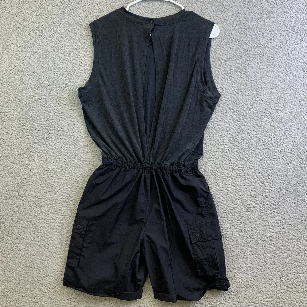 Free People Movement Womens Muscle Tee Cargo‎ Romper Open BackSz XS Gry/Blk